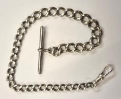 Early c20th silver graduated watch chain with 'T' bar, snap  12" - 23 grams