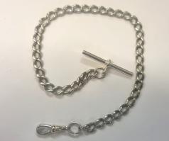 Early c20th silver pocket watch chain