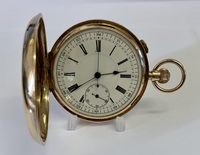 9ct Gold Full Hunter Pocket Watch with Quarter Repeater and chronograph by Le Phare