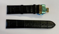 22mm Edox Black Leather Strap Crocodile Pattern