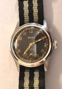 Swiss WWII Doxa Military Hand Wind Steel Case Wrist Watch