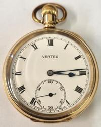 Swiss Vertex Gold Plate Cased Pocket Watch