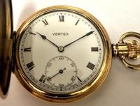 Swiss Gold Plated Vertex Full Hunter Pocket Watch