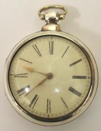 English Silver Pair Case Verge Fusee Pocket Watch