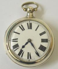 English Silver Pair Case Fusee Pocket Watch