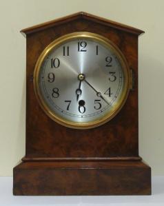 american burr walnut cased 8 day timepiece mantel clock