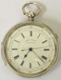 English Silver Fusee Centre Seconds Chronograph c1910
