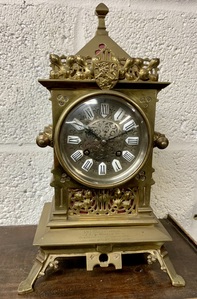 French Ornate Ormolu Gilt Metal striking Mantel Clock C1890