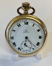 Omega Open Face Gold Plated Pocket Watch