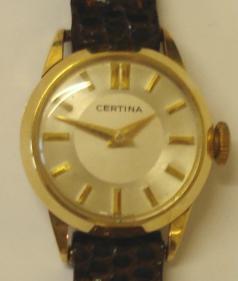 Ladies Certina 14 ct gold cased manual wind wrist watch