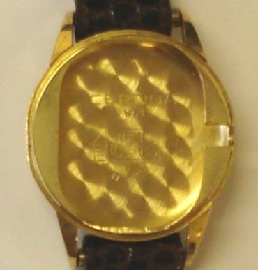 Ladies Certina wrist watch with manual wind 17 jewel Swiss made Certina 12-10 movement circa 1970, housed in 14ct gold case with brown leather strap. Silver coloured dial with gilt baton hour markers and matching hands.