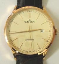 New Edox Rose Gold Plate Automatic Wristwatch