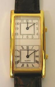 Dual Time Quartz Gold Plated Wristwatch