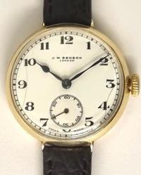 Swiss J.W.Benson 9ct Gold Trench Watch Style