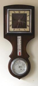 Oak Cased 8 Day Clock And Aneroid Barometer