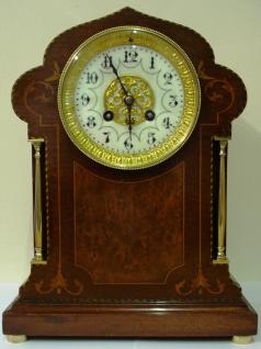 mantel japy freres clock 8 day inlaid bell strike