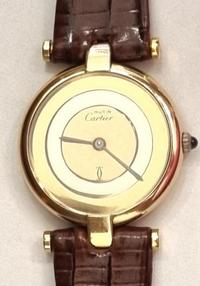 Swiss Cartier Ladies Gold Plated Silver Dress Watch