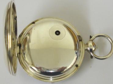 English lever silver cased key wound fusee pocket watch by Haywood of Ashford, hallmarked throughout for London 1843. Floral engraved silver dial with gilt Roman hours and matching gilt hands with subsidiary seconds dial. Engraved back plate signed and numbered #71095 with decorated cock piece and diamond end stone.