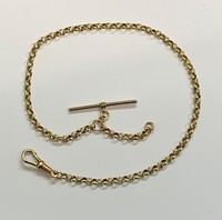 Gold Plated T Bar Pocket Watch Chain