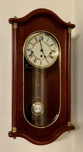 Modern Mahogany Case Westminster Chime Wall Clock by Hermle