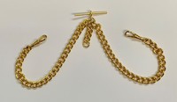 Gilt metal Double Albert pocket watch chain