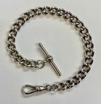 Silver 7" Pocket Watch Chain with T Bar