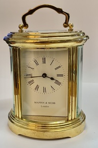 Swiss Made Mappin and Webb Oval Brass Carriage Clock