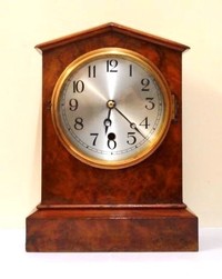 American Burr Walnut Timepiece Mantel Clock